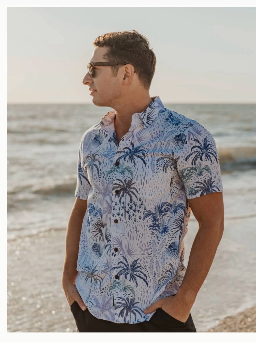 Baja Llama Men's Shirt WHITE HOT TROPICS - WHITE NIGHTHAWK BUTTON UP Medium